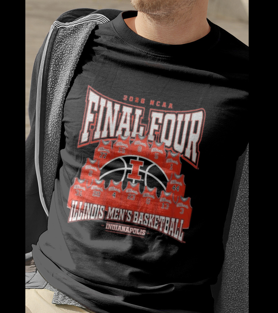 2026 NCAA Final Four Illinois Men's Basketball Indianapolis Roster T-Shirt