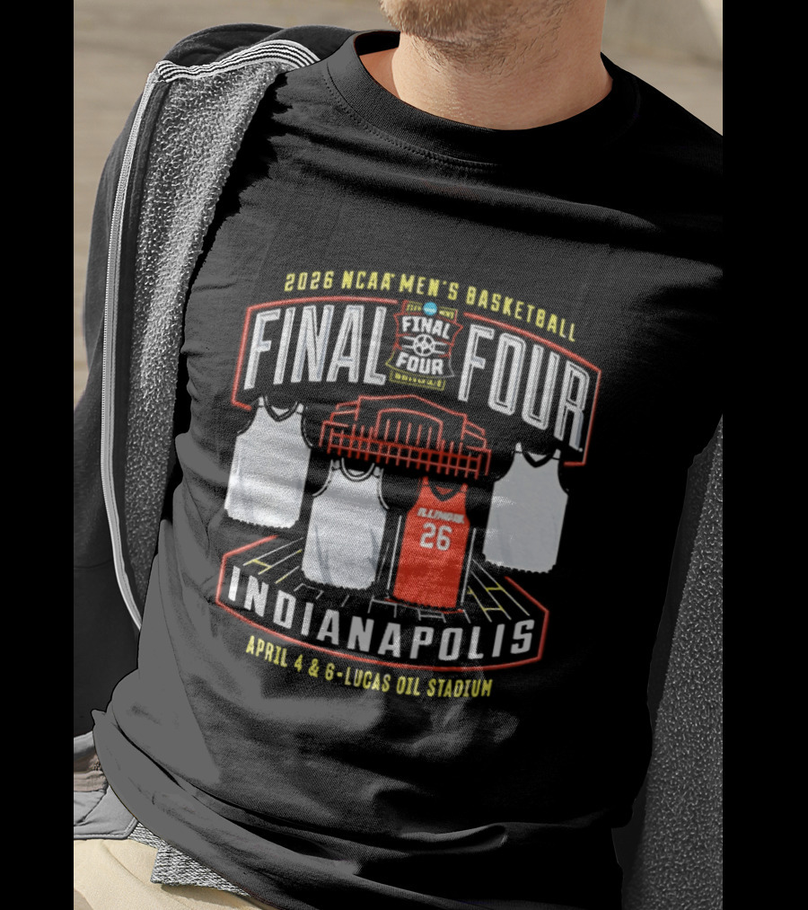 Illinois Fighting Illini NCAA Men's Basketball 2026 Final Four Indianapolis April 4 And 6 Lucas Oil Stadium T-Shirt