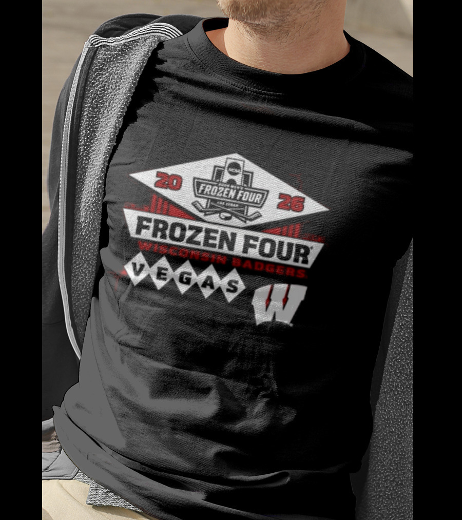 2026 Wisconsin Badgers Frozen Four Vegas Red Blue 84 Men's Ice Hockey T-Shirt