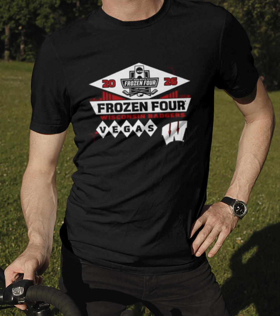 2026 Wisconsin Badgers Frozen Four Vegas Red Blue 84 Men's Ice Hockey T-Shirt