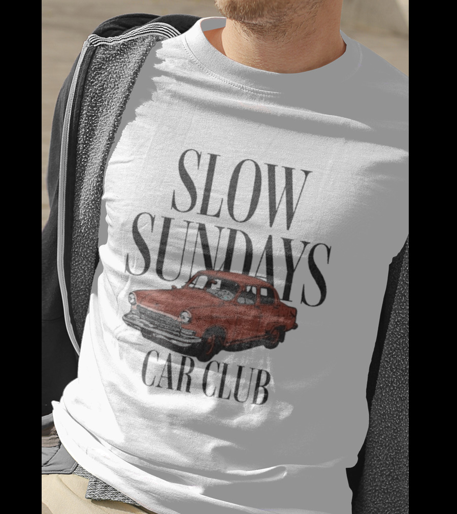 Slow Sundays Car Club Vintage Red Classic Car T-Shirt