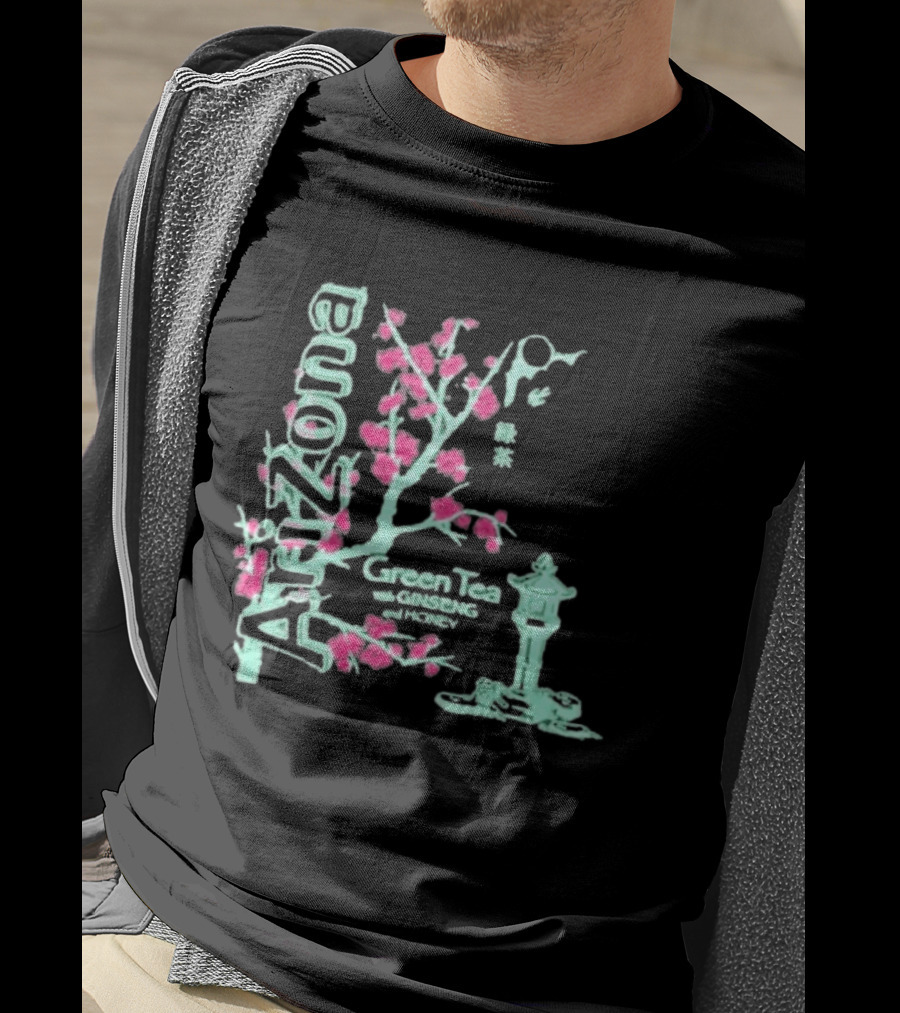 Arizona Beverages Green Tea With Ginseng Cherry Blossom Lantern Scene T-Shirt