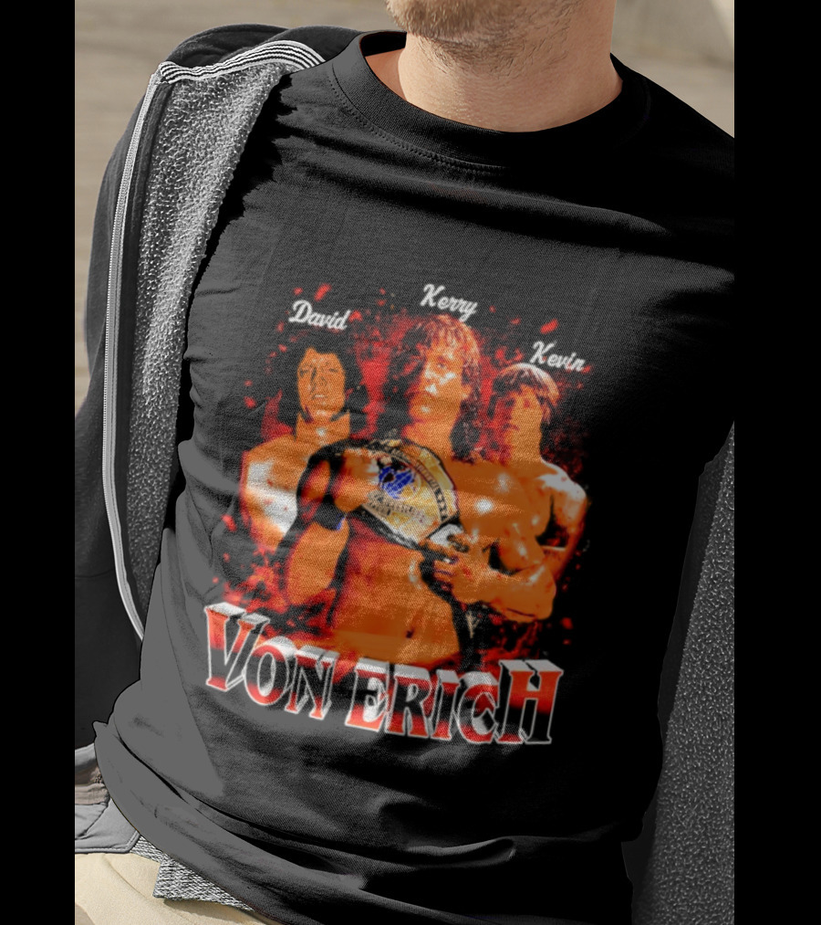Von Erich Wrestling Family Kevin David Kerry Retro Championship T-Shirt