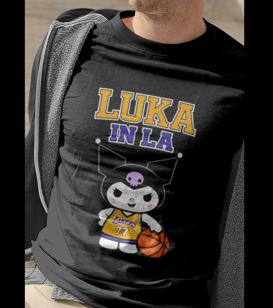 Kuromi Lakers Luka In LA #77 Basketball T-Shirt