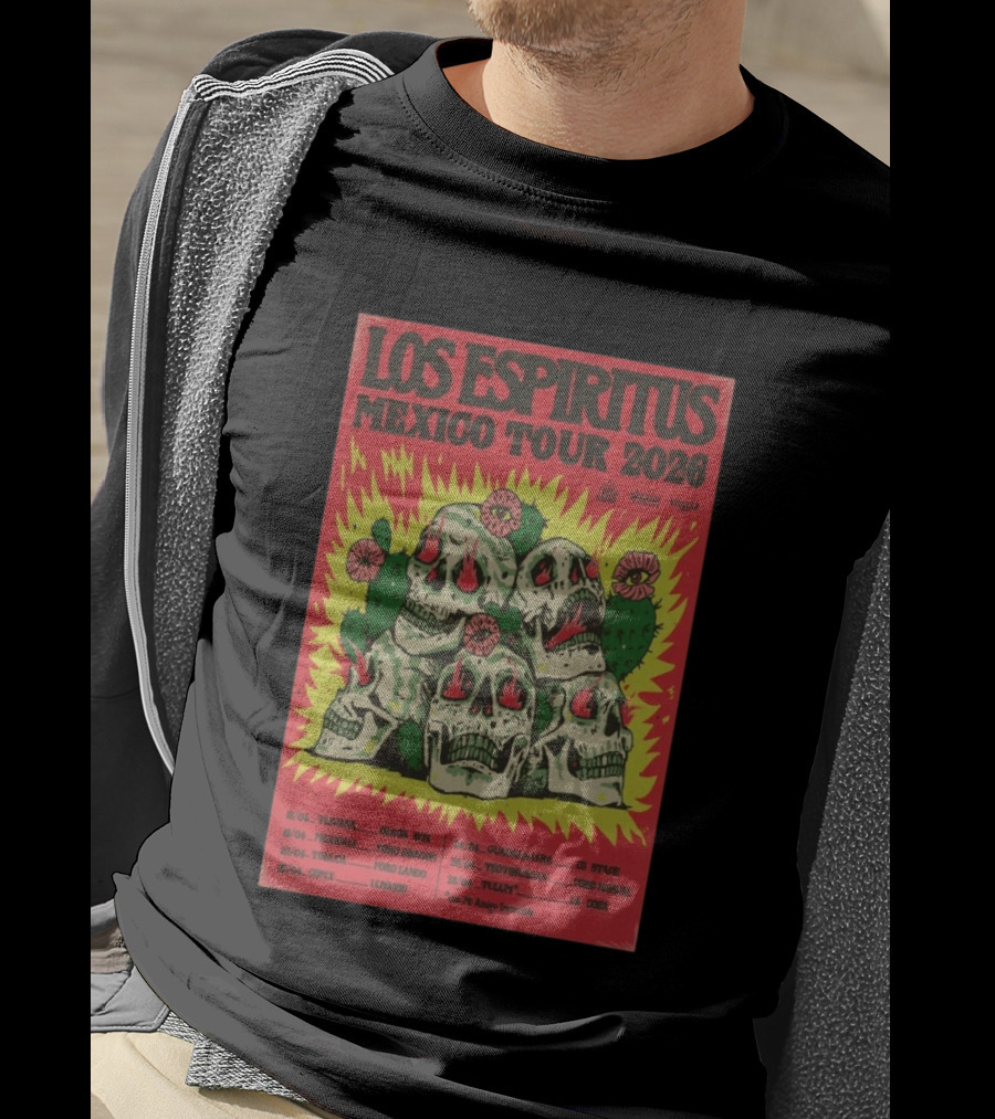 Los Espiritus Mexico Tour 2026 Tijuana Guadalajara Teotihuacan Tour Dates T-Shirt