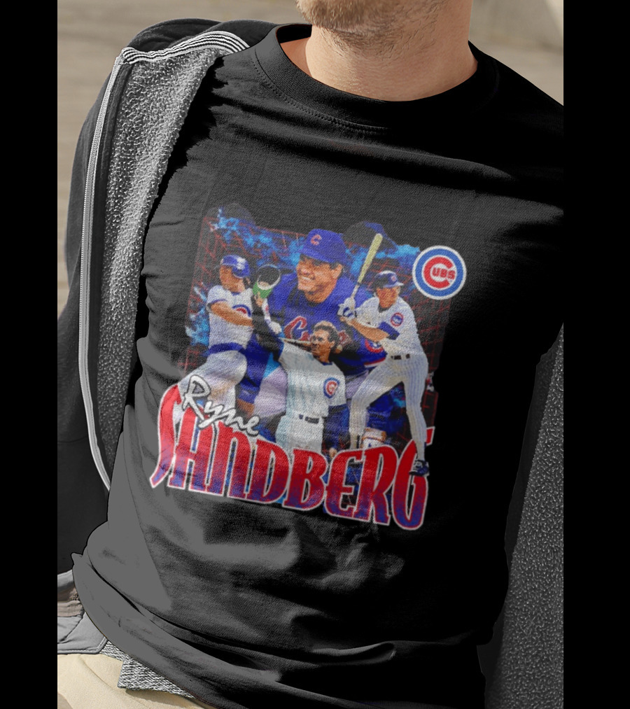 Ryne Sandberg Chicago Cubs MLB Player Collage T-Shirt