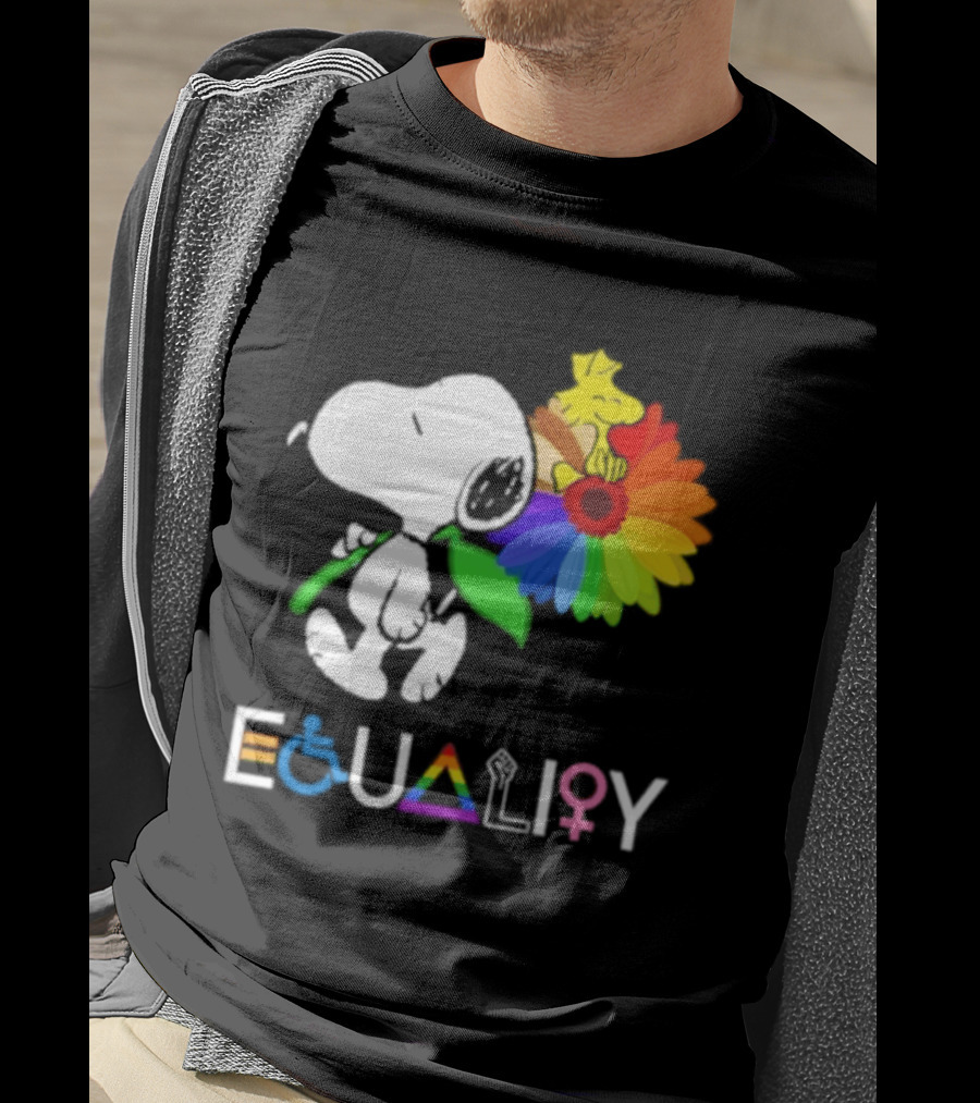 Snoopy Flower Equality Rainbow LGBTQ+ Inclusivity T-Shirt