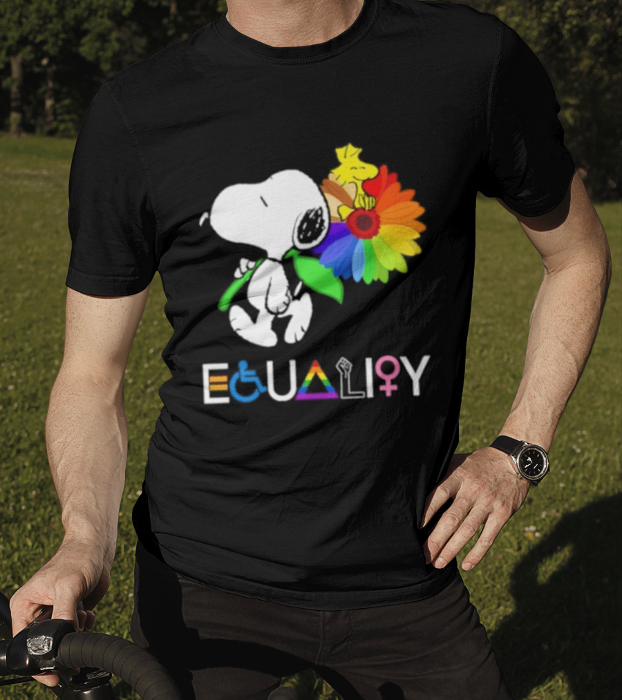 Snoopy Flower Equality Rainbow LGBTQ+ Inclusivity T-Shirt