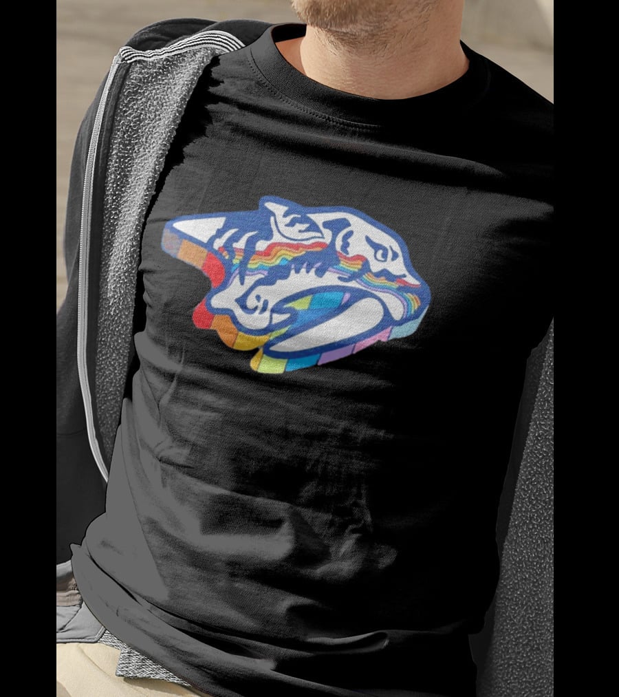 Nashville Predators Rainbow Pride Hockey Team LGBTQIA+ Support T-Shirt