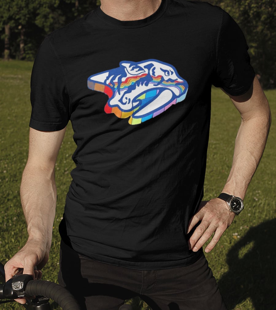 Nashville Predators Rainbow Pride Hockey Team LGBTQIA+ Support T-Shirt