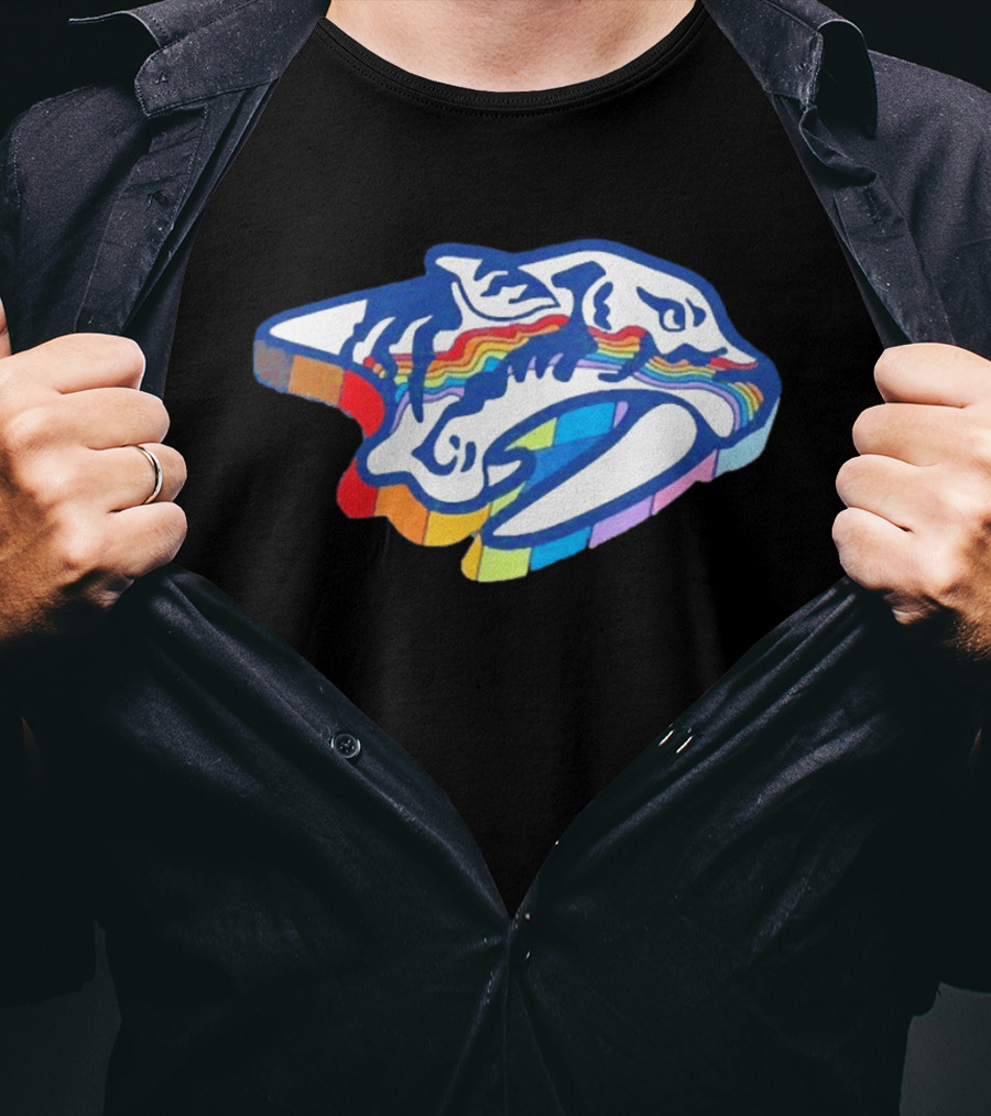 Nashville Predators Rainbow Pride Hockey Team LGBTQIA+ Support T-Shirt