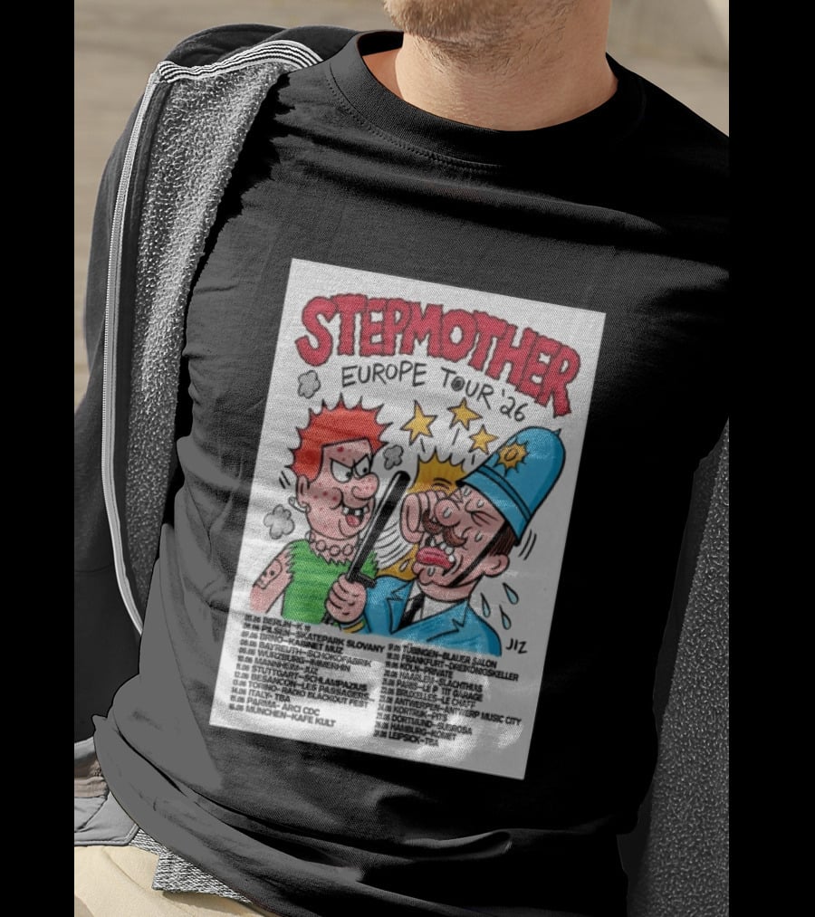 Stepmother Europe Tour 2026 Cartoon Punk Rock Dates And Locations T-Shirt