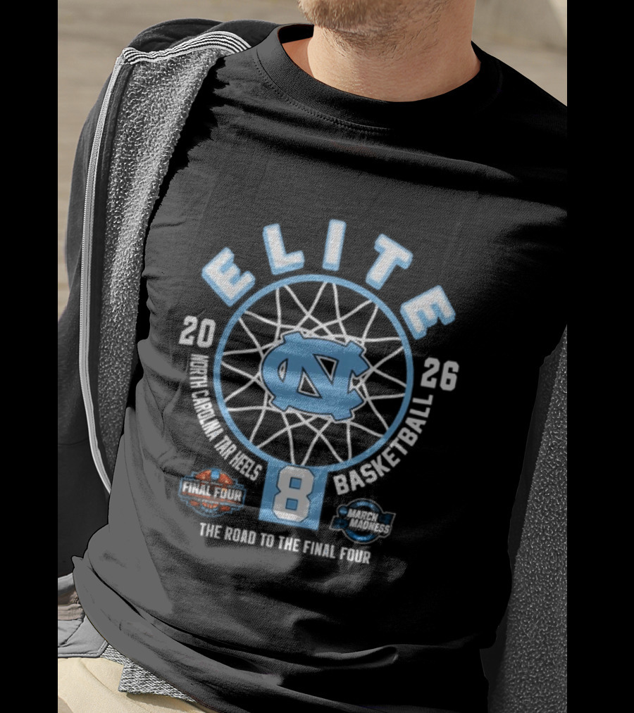 North Carolina Tar Heels 2026 Elite Eight Women's Basketball The Road To The Final Four T-Shirt