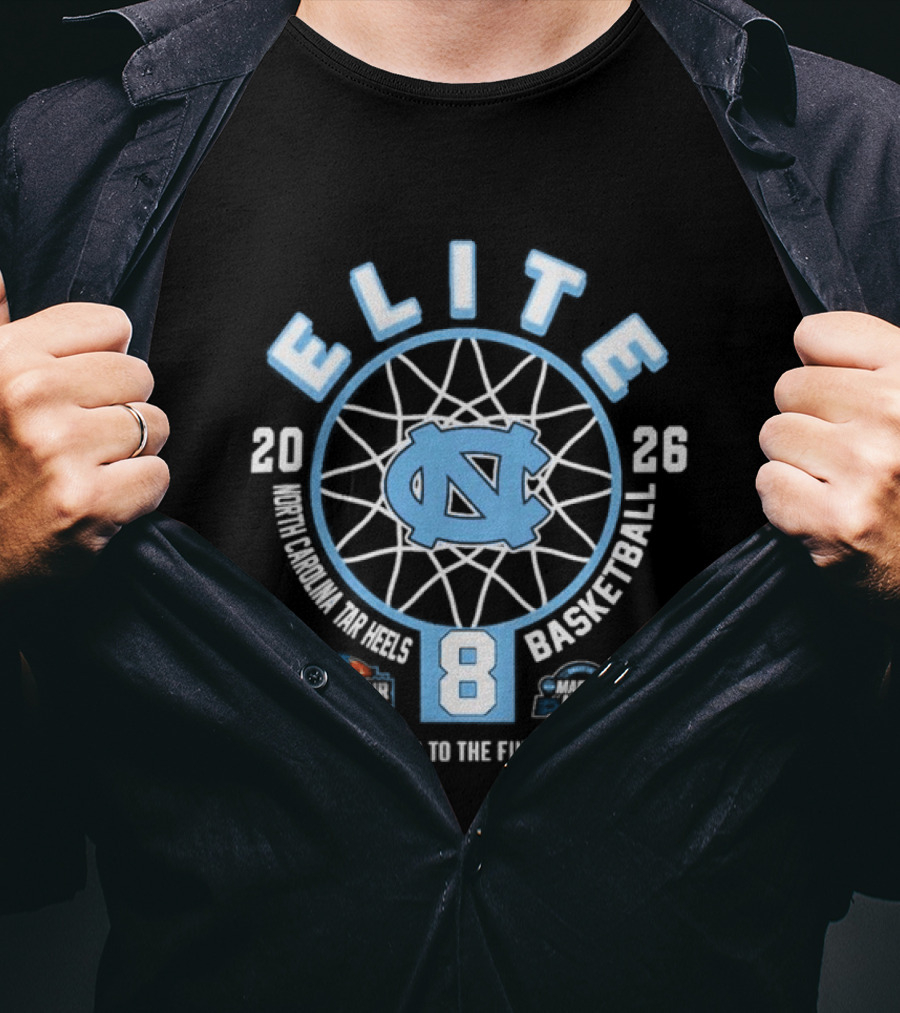North Carolina Tar Heels 2026 Elite Eight Women's Basketball The Road To The Final Four T-Shirt