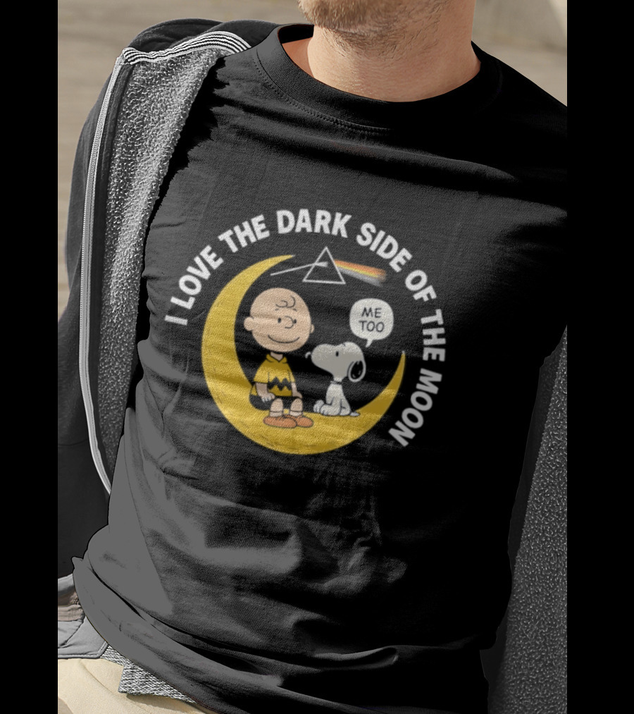 Peanuts I Love The Dark Side Of The Moon Charlie Brown Snoopy Woodstock Moon Prism T-Shirt