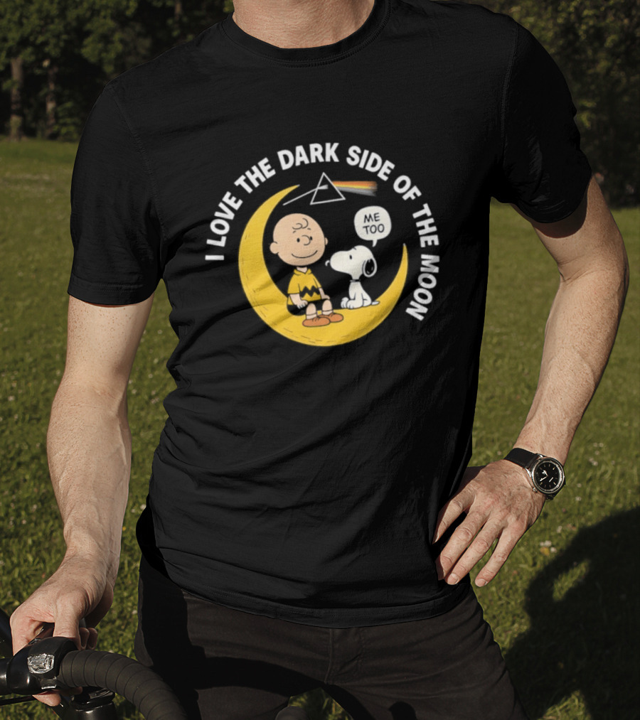 Peanuts I Love The Dark Side Of The Moon Charlie Brown Snoopy Woodstock Moon Prism T-Shirt