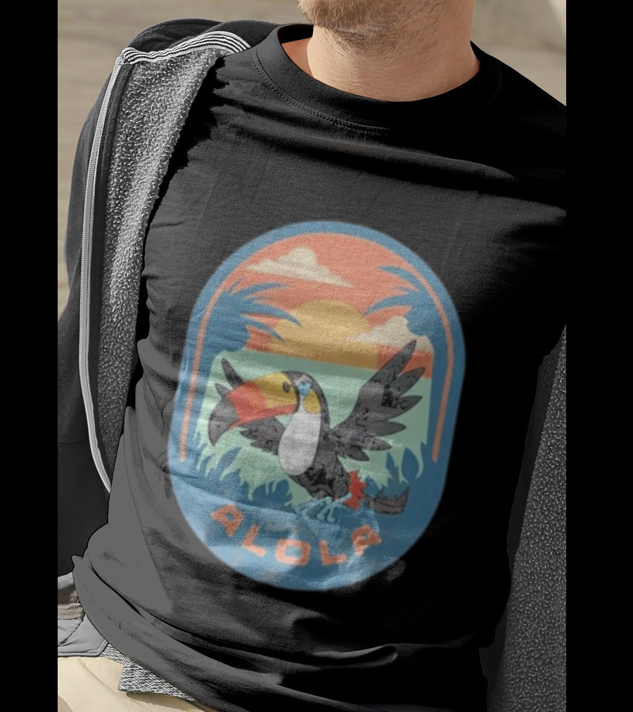 Alola Pokémon Toucan Tropical Sunset Scene T-Shirt