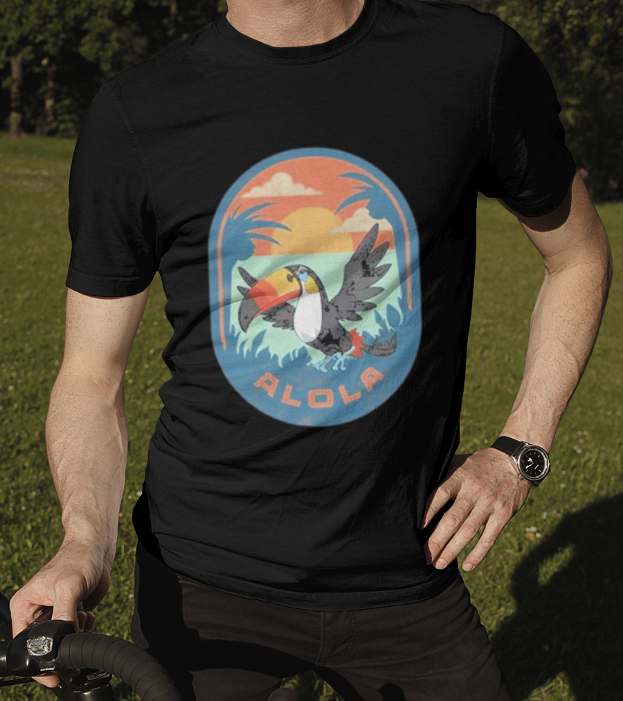Alola Pokémon Toucan Tropical Sunset Scene T-Shirt