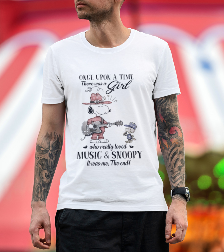 Peanuts Snoopy Once Upon A Time There Was A Girl Who Really Loved Music And Snoopy T-Shirt