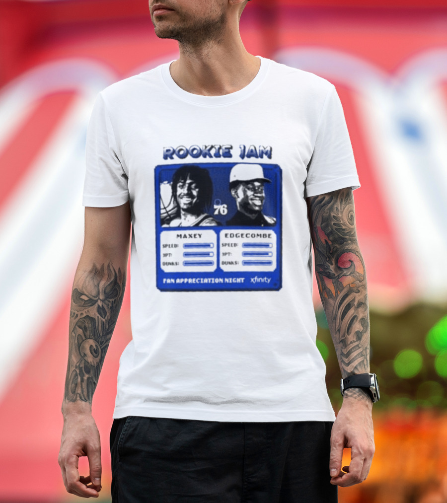 Rookie Jam Philadelphia 76ers Maxey Edgecombe Stats Display T-Shirt