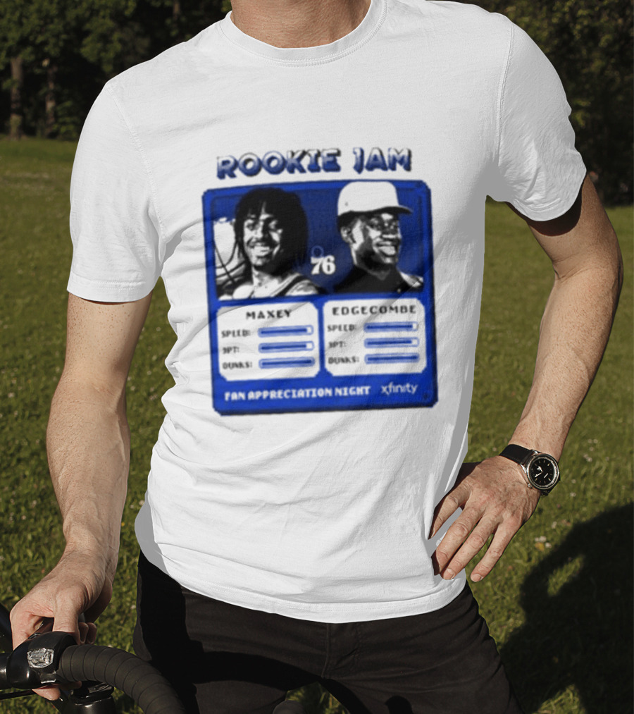 Rookie Jam Philadelphia 76ers Maxey Edgecombe Stats Display T-Shirt