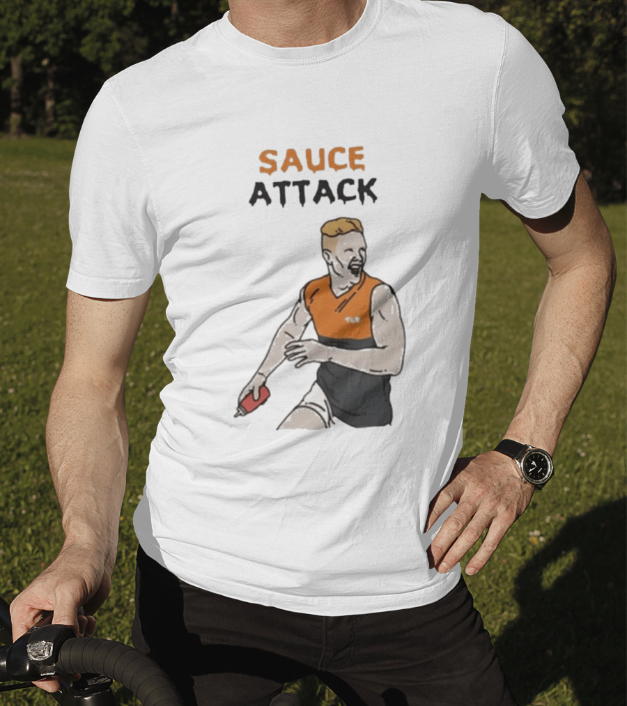 Sauce Attack Giants Edition Australian Rules Football Fan T-Shirt