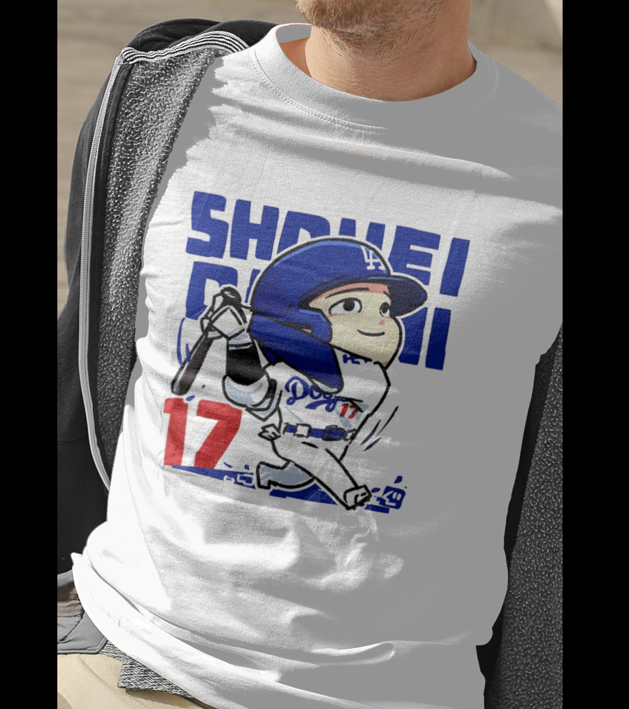 Shohei Ohtani Los Angeles Dodgers Cartoon Major League Baseball Number 17 T-Shirt
