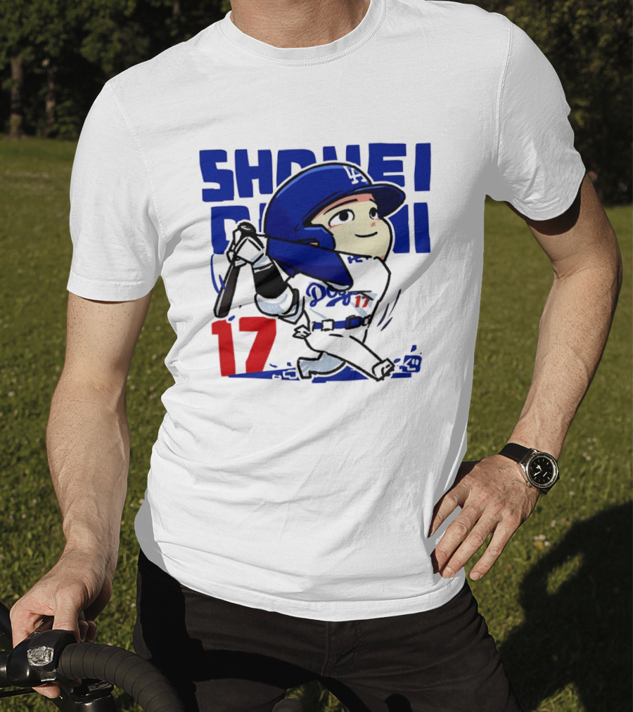 Shohei Ohtani Los Angeles Dodgers Cartoon Major League Baseball Number 17 T-Shirt