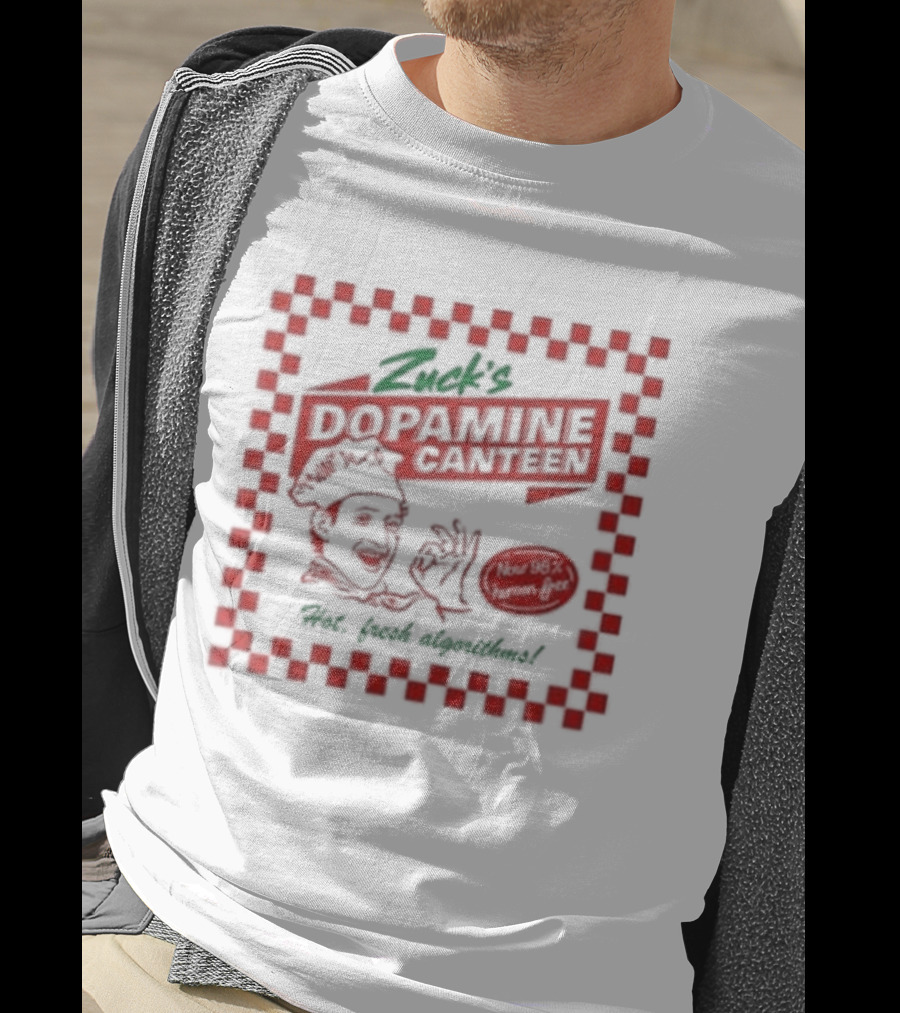 Zuck's Dopamine Canteen Red Retro Illustration By Jim'll Paint It T-Shirt