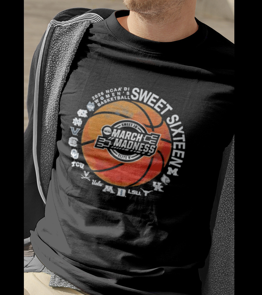 2026 NCAA DI Women's Basketball March Madness Sweet Sixteen Tournament Teams T-Shirt
