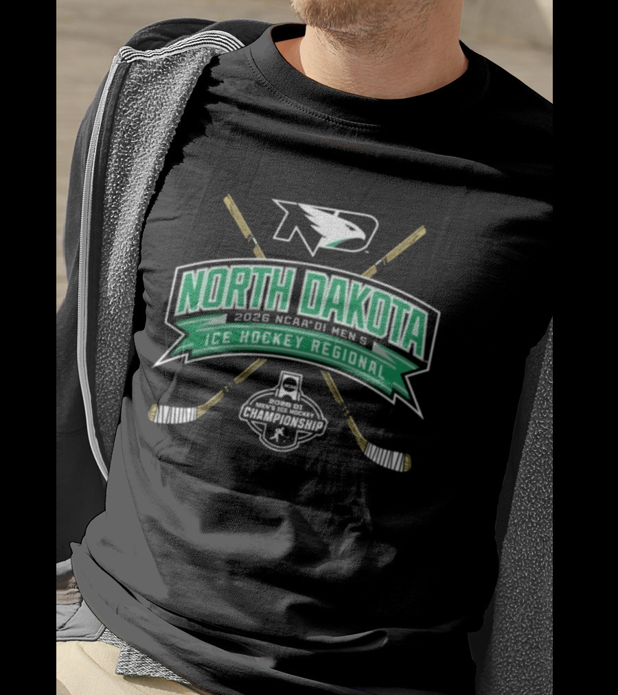 North Dakota 2026 NCAA DI Men's Ice Hockey Regional Fighting Hawks T-Shirt