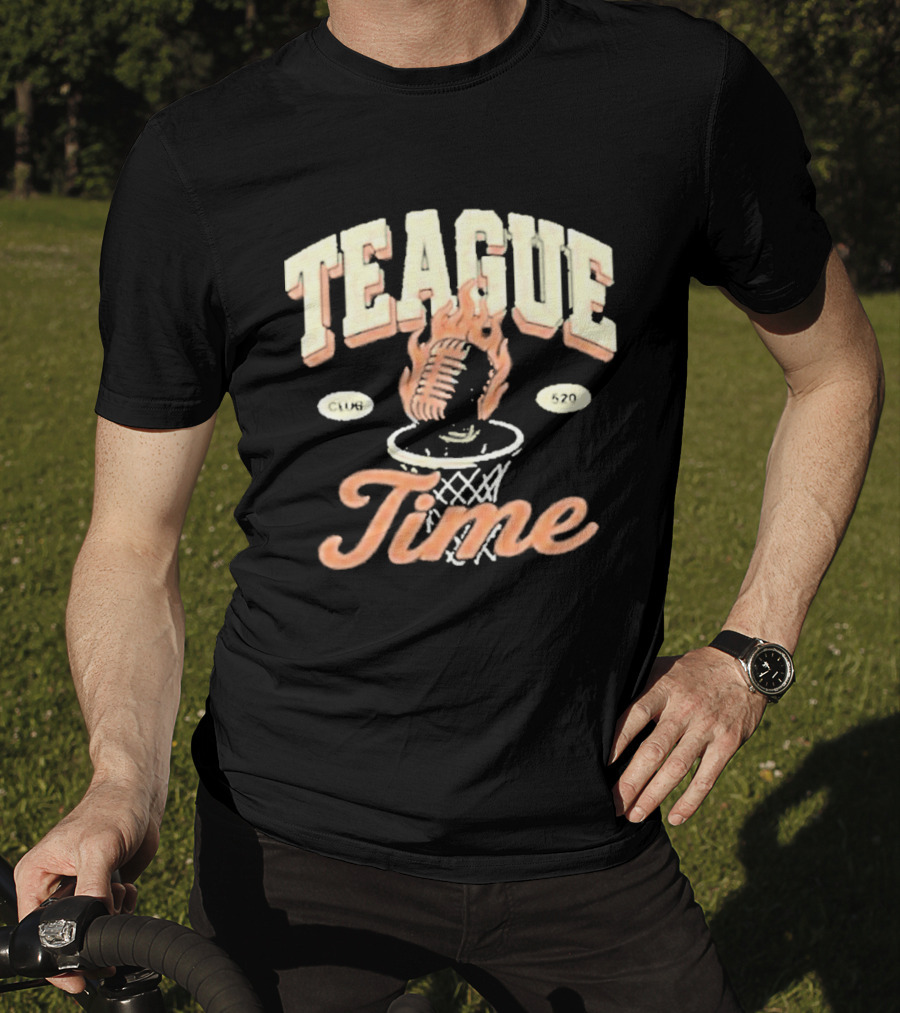 Teague Time Basketball Flaming Ball Hoop Club 520 T-Shirt