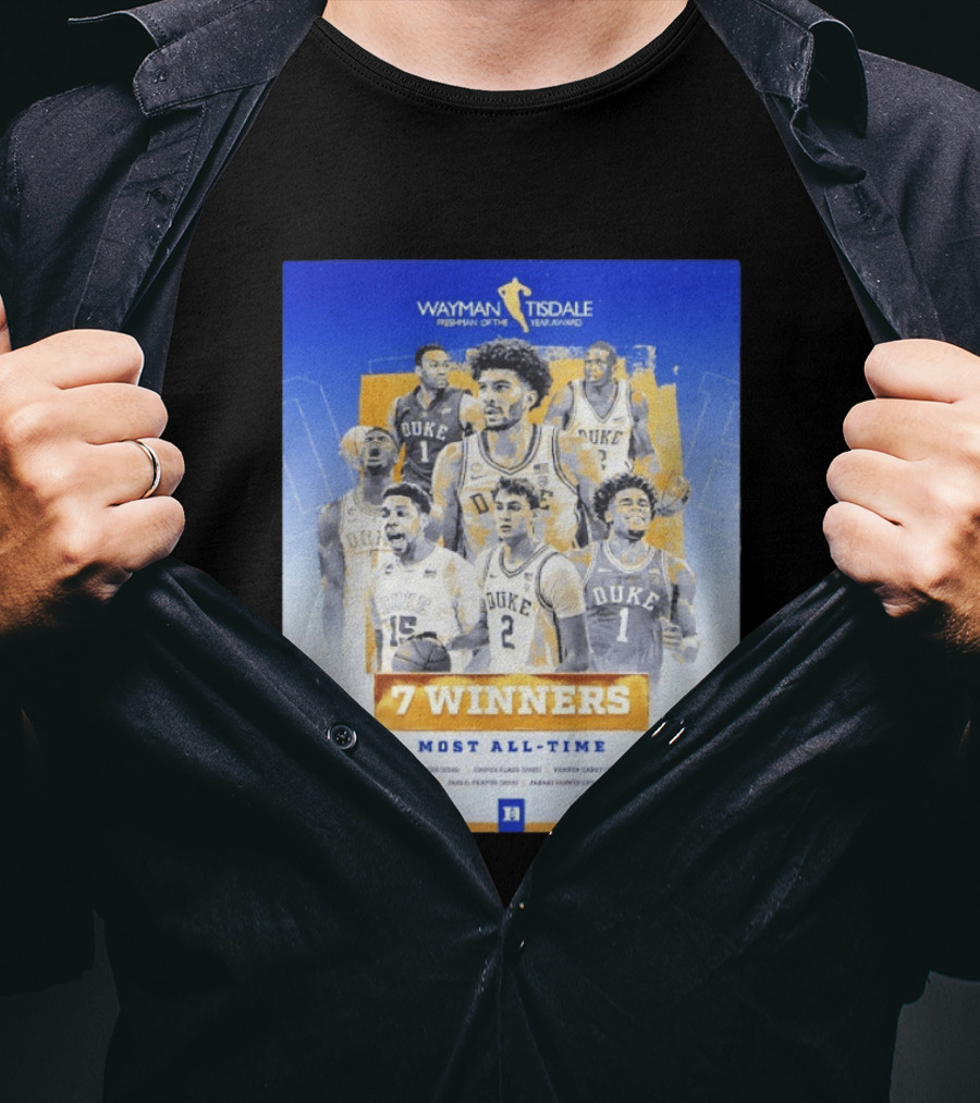 Wayman Tisdale Freshman Of The Year Award Duke Blue Devils 7 Winners Most All Time T-Shirt