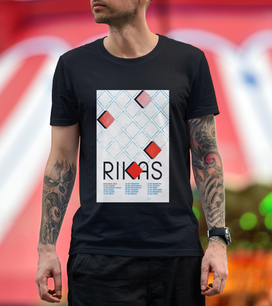 Rikas Dog Days Tour 2026 Lisbon Kreuzlingen Basel Mainz Koln Munster Amsterdam Rotterdam London Berlin Hamburg Leipzig Wien Munchen Brussels Paris T-Shirt