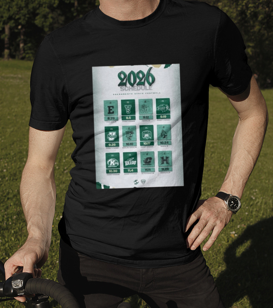 Sacramento State Hornets 2026 Football Schedule Season Opponents And Dates T-Shirt