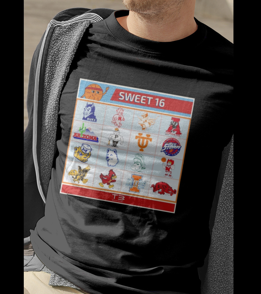 Sweet 16 NCAA Tournament 2026 Throwback Teams Duke Arizona Illinois T-Shirt