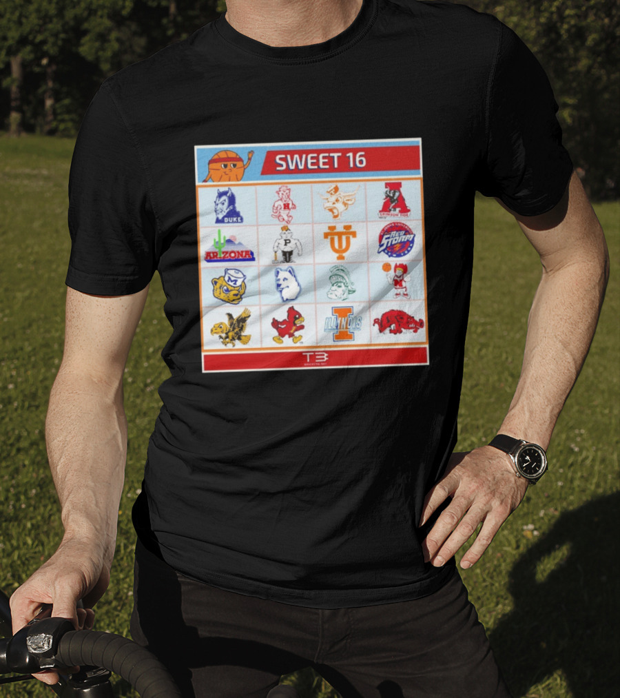Sweet 16 NCAA Tournament 2026 Throwback Teams Duke Arizona Illinois T-Shirt