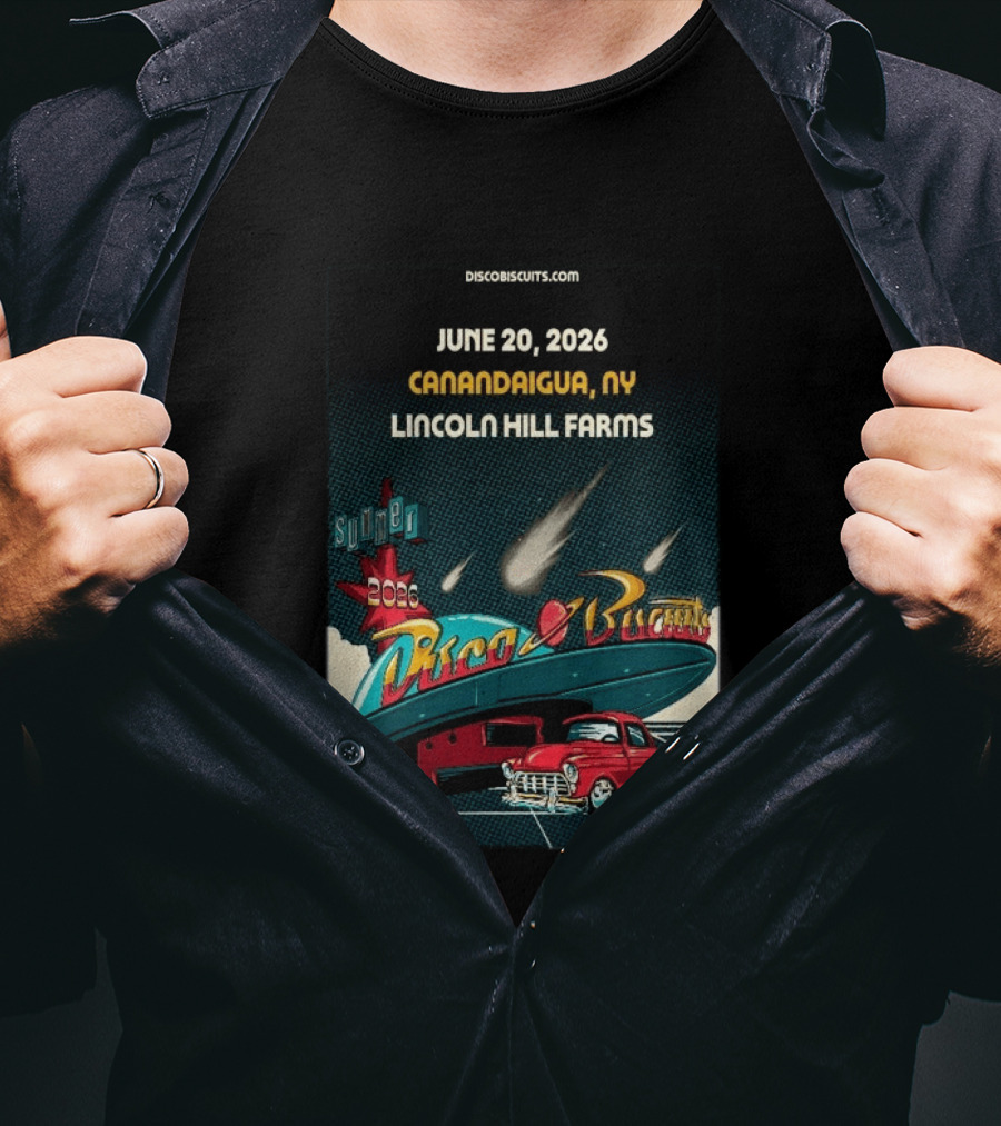 Disco Biscuits June 20 2026 Canandaigua NY Lincoln Hill Farms Summer Tour T-Shirt