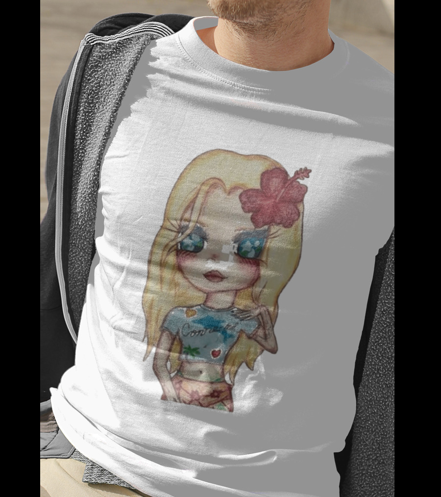 Zara Larsson Midnight Sun Tour 2025 Cartoon Illustration With Blonde Girl And Red Flower T-Shirt