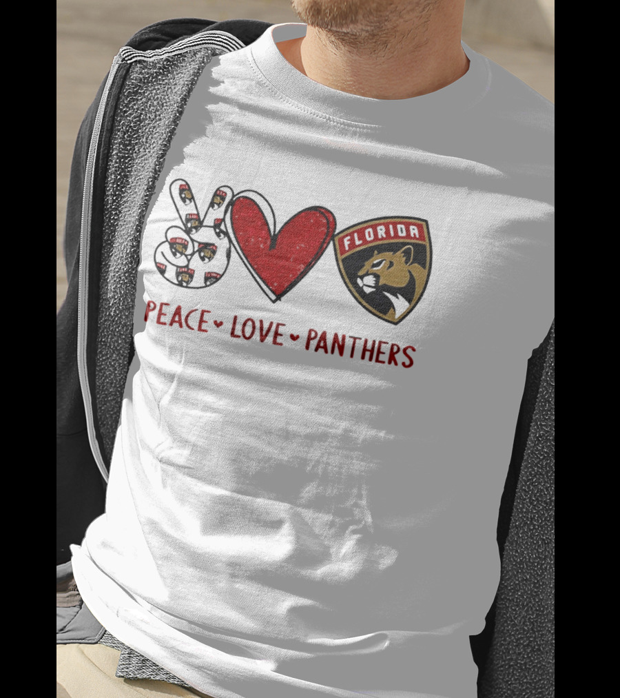 Peace Heart Florida Panthers NHL Fan Gear T-Shirt