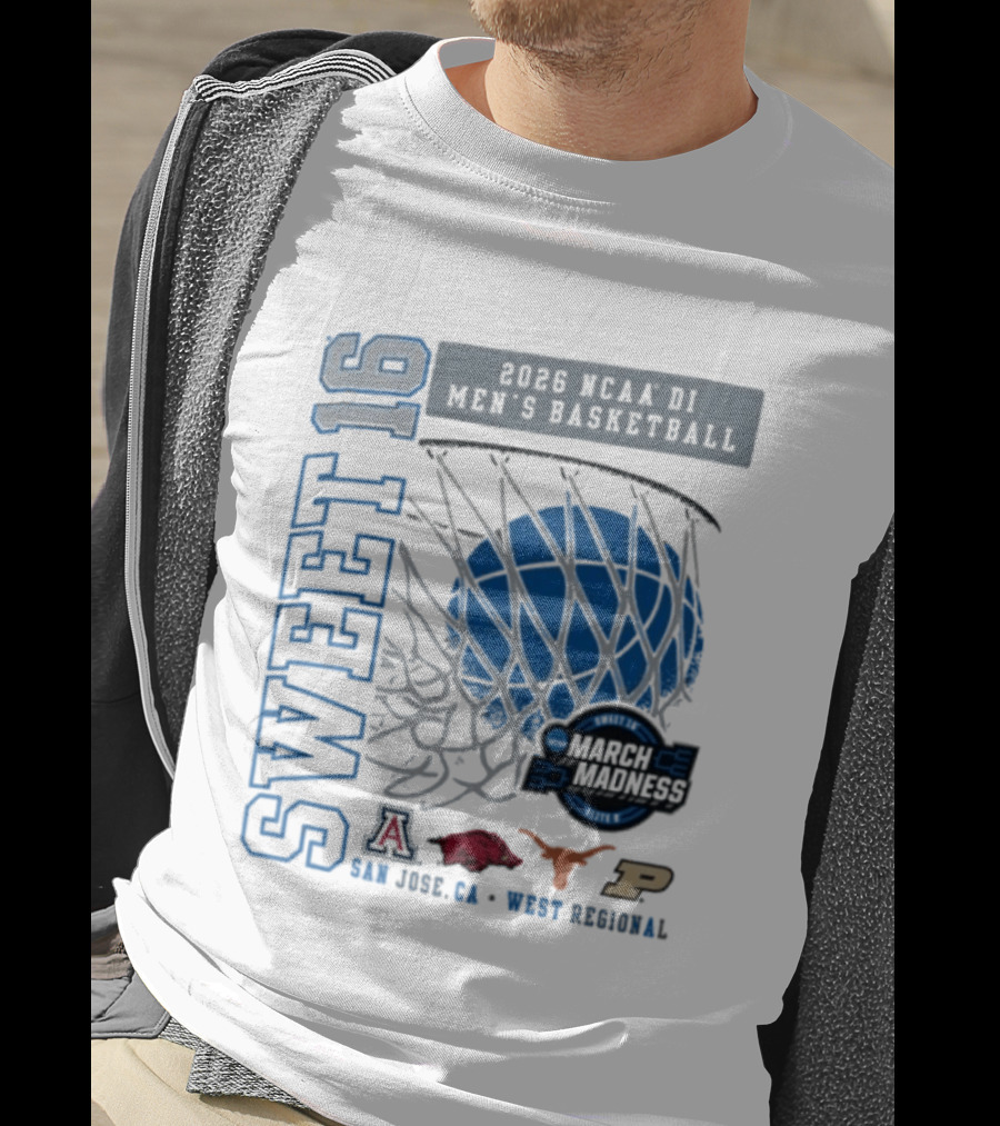 Sweet 16 March Madness 2026 NCAA DI Men's Basketball Tournament San Jose CA West Regional T-Shirt