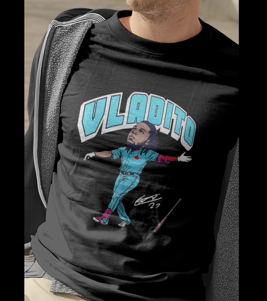 Vladito Vladimir Guerrero Jr. Toronto Blue Jays Caricature Baseball Card 27 T-Shirt