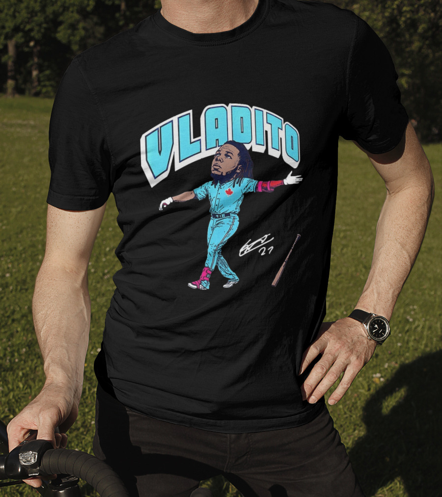 Vladito Vladimir Guerrero Jr. Toronto Blue Jays Caricature Baseball Card 27 T-Shirt