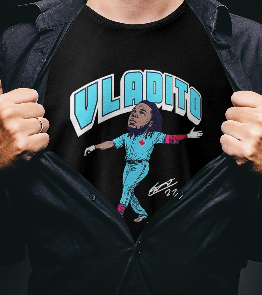 Vladito Vladimir Guerrero Jr. Toronto Blue Jays Caricature Baseball Card 27 T-Shirt