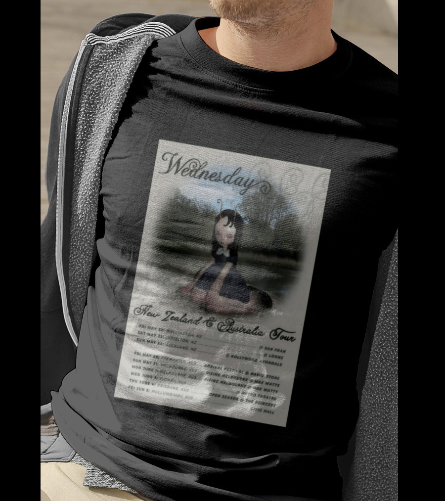 Wednesday New Zealand Australia Tour 2026 Wellington Lyttelton Auckland Fremantle Melbourne Sydney Brisbane Mullumbimby T-Shirt