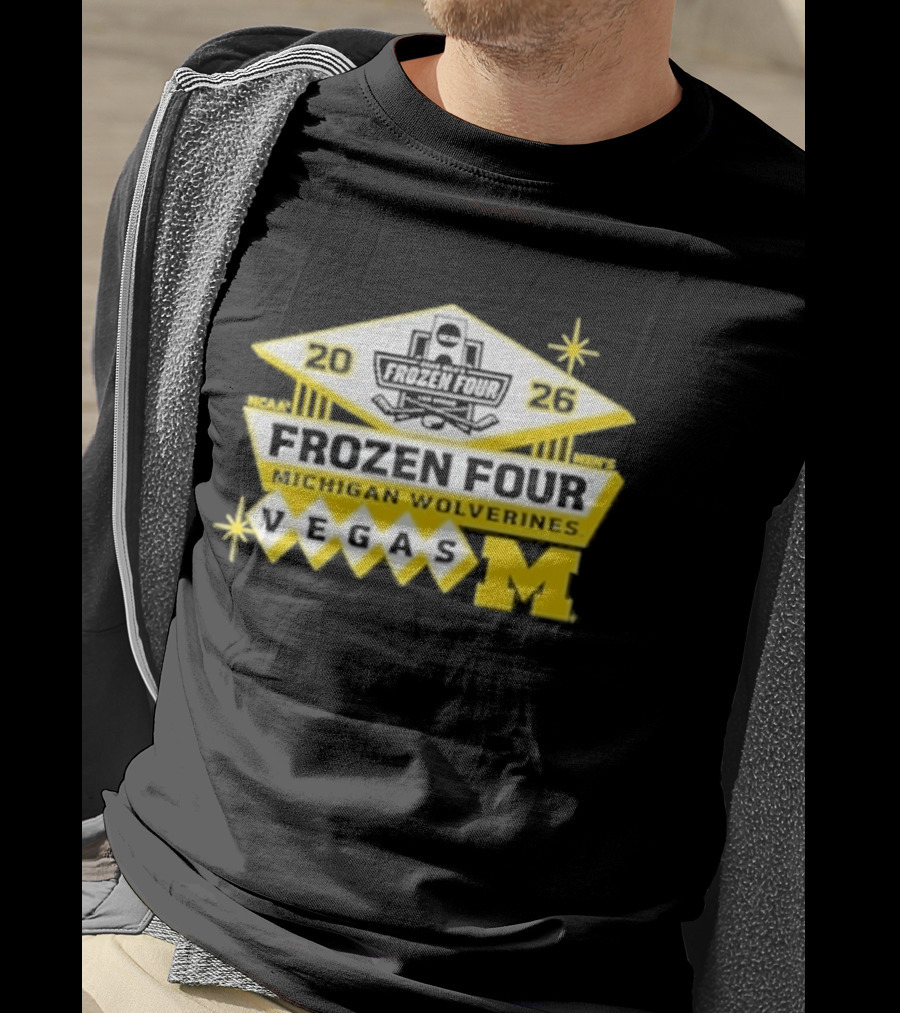 2026 NCAA Men's Ice Hockey Frozen Four Michigan Wolverines Vegas T-Shirt