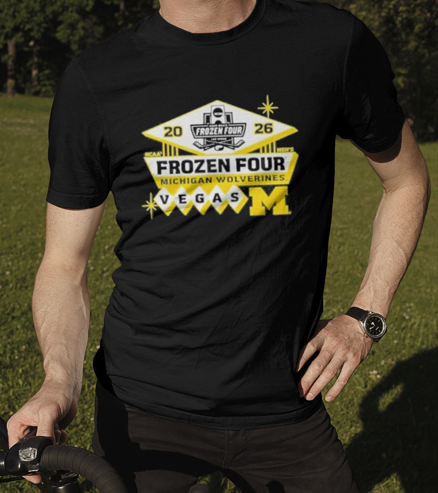 2026 NCAA Men's Ice Hockey Frozen Four Michigan Wolverines Vegas T-Shirt