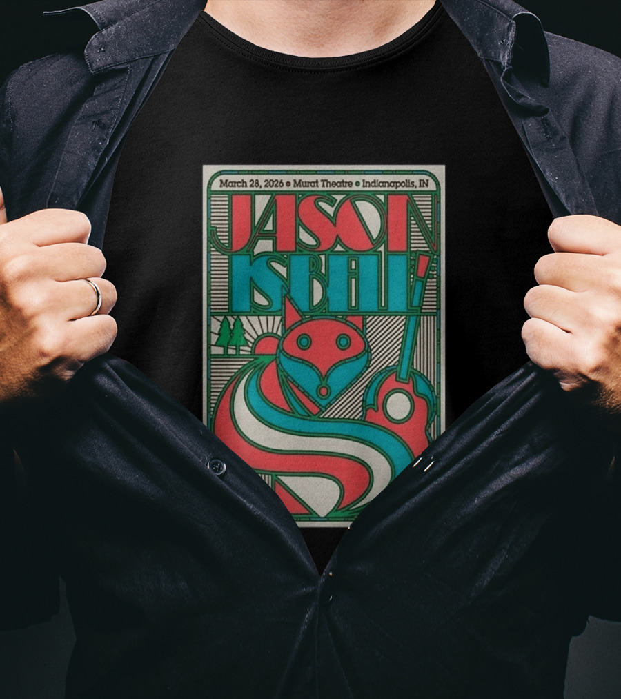 March 28 2026 Jason Isbell Murat Theatre Indianapolis Fox Guitar T-Shirt