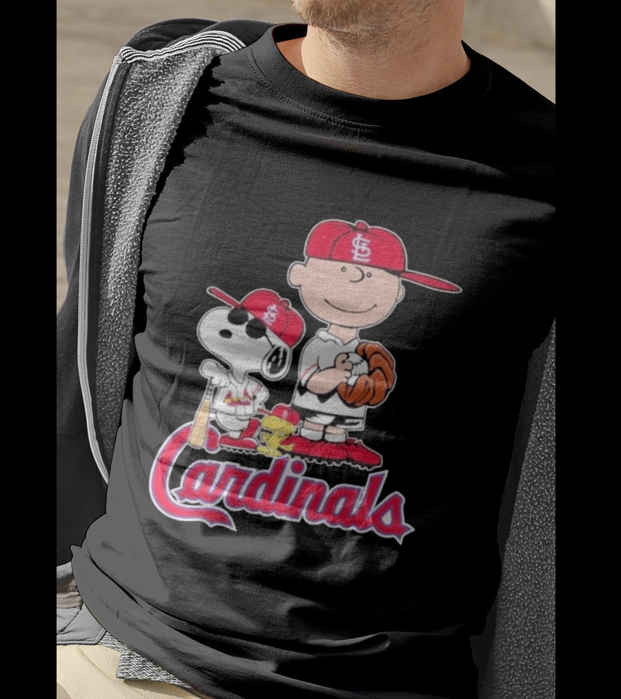 St. Louis Cardinals Peanuts Snoopy Charlie Brown Woodstock Baseball T-Shirt