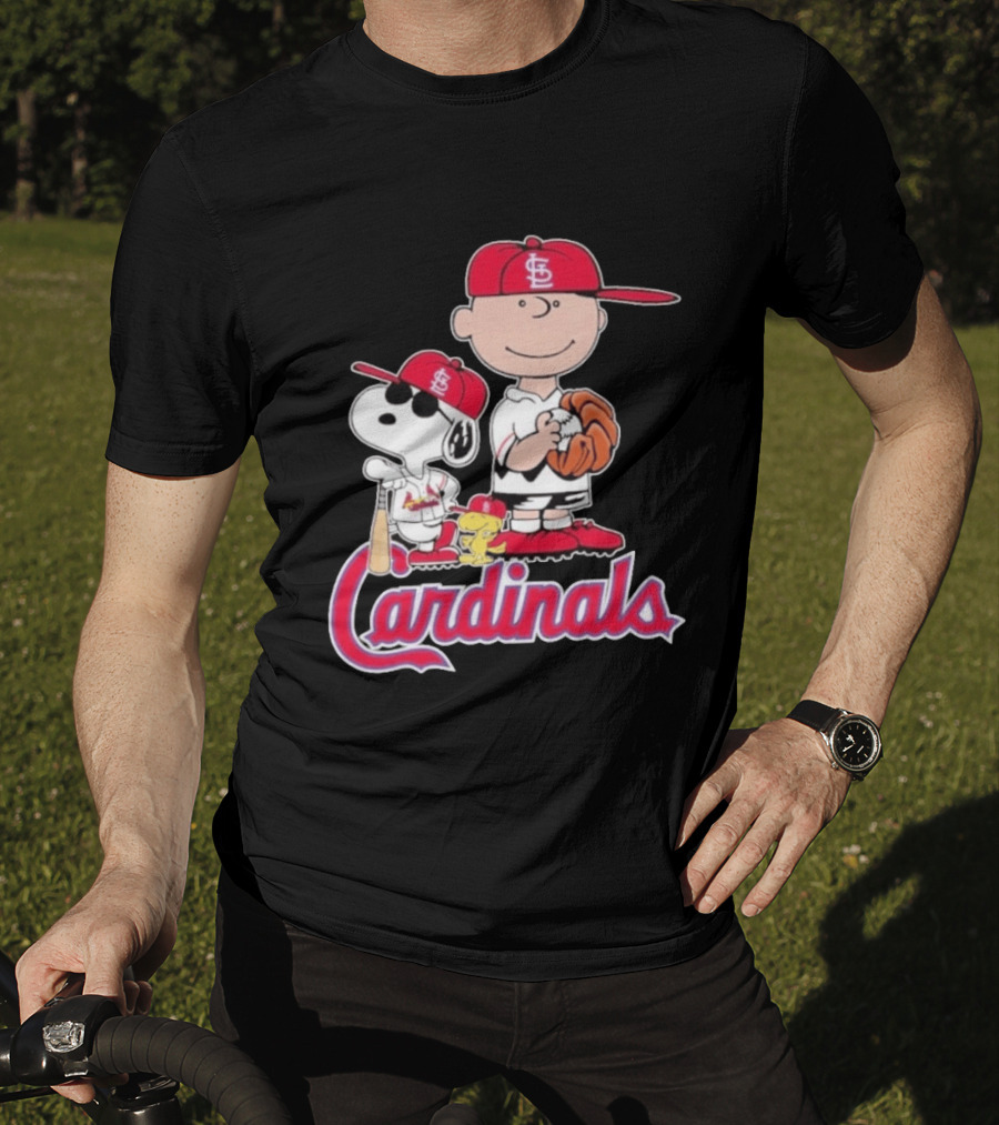 St. Louis Cardinals Peanuts Snoopy Charlie Brown Woodstock Baseball T-Shirt